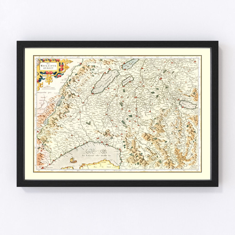 Switzerland (Das Wiflispurgergou) Vintage Map 1623