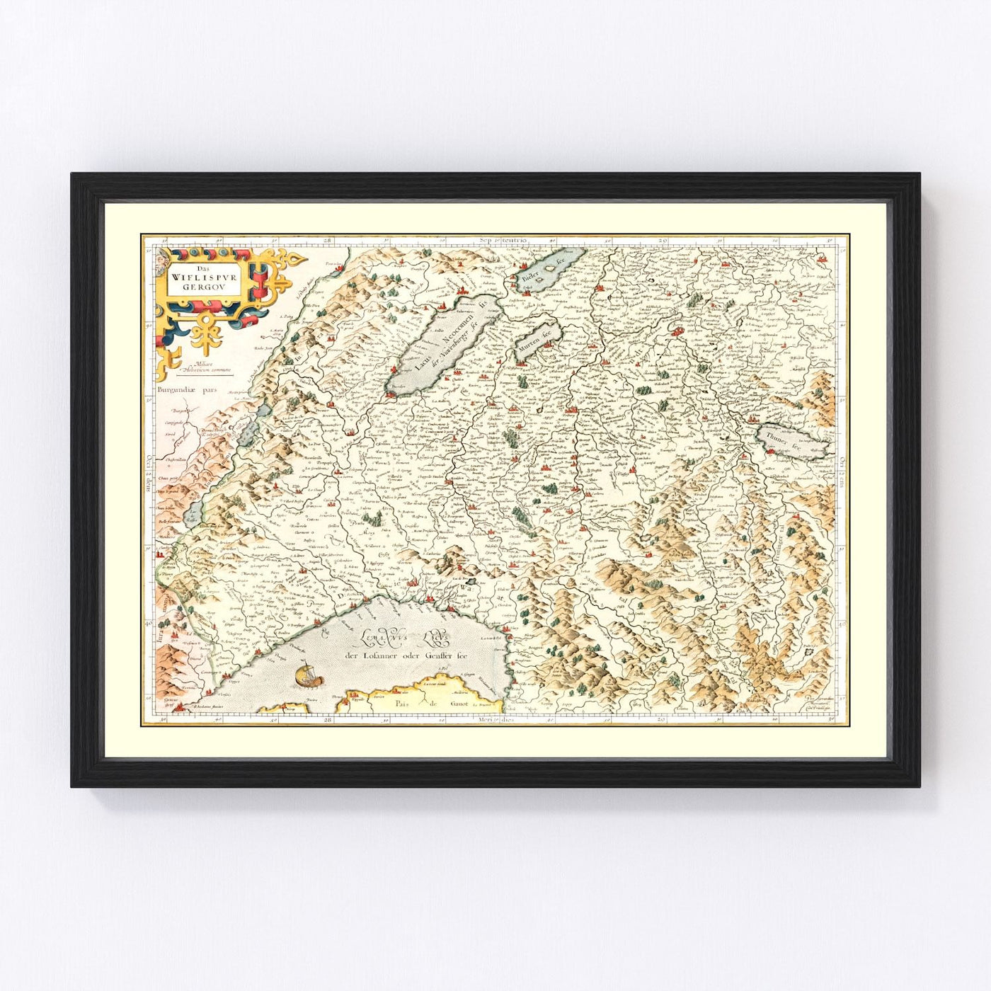 Switzerland (Das Wiflispurgergou) Vintage Map 1623