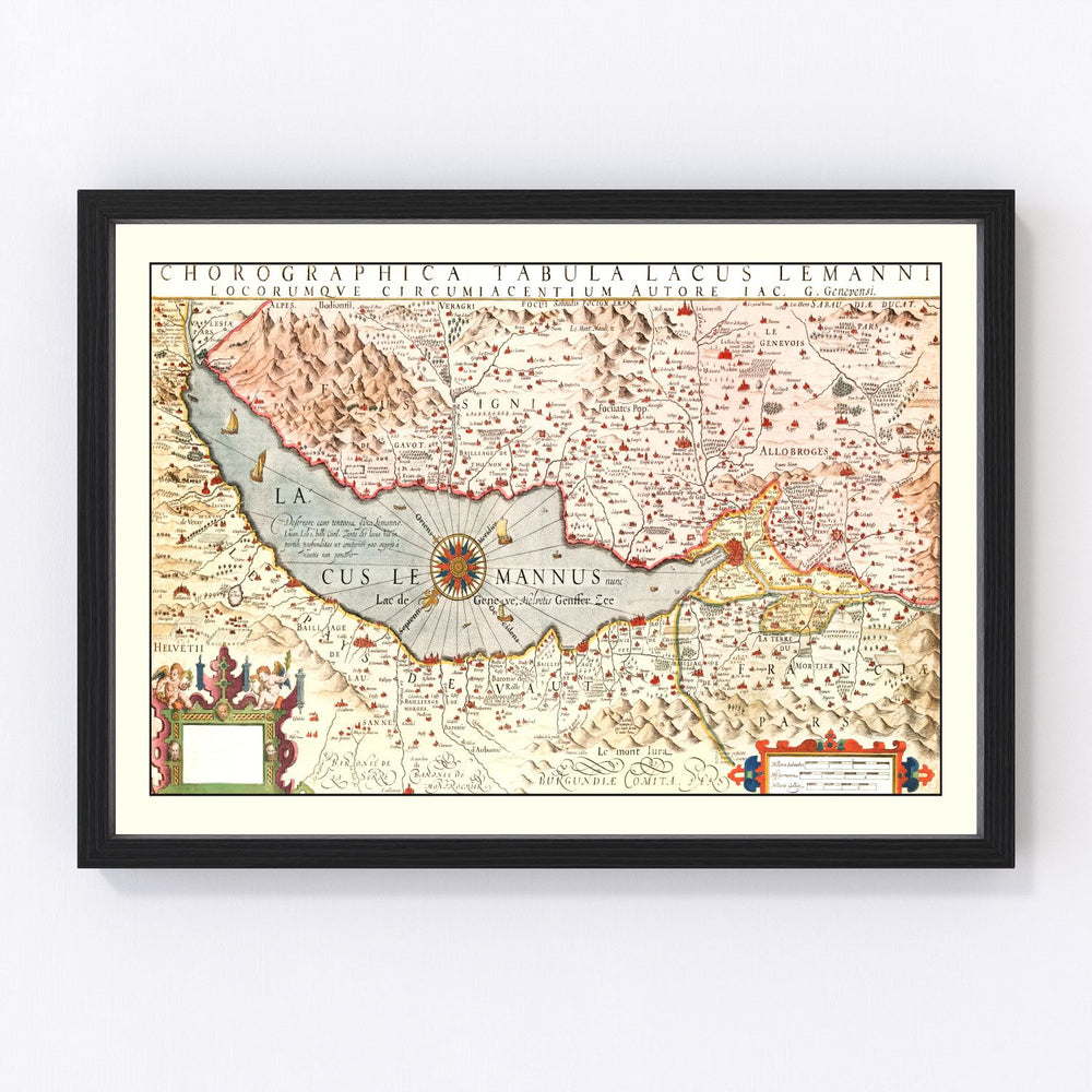 Lake Geneva Vintage Map 1623