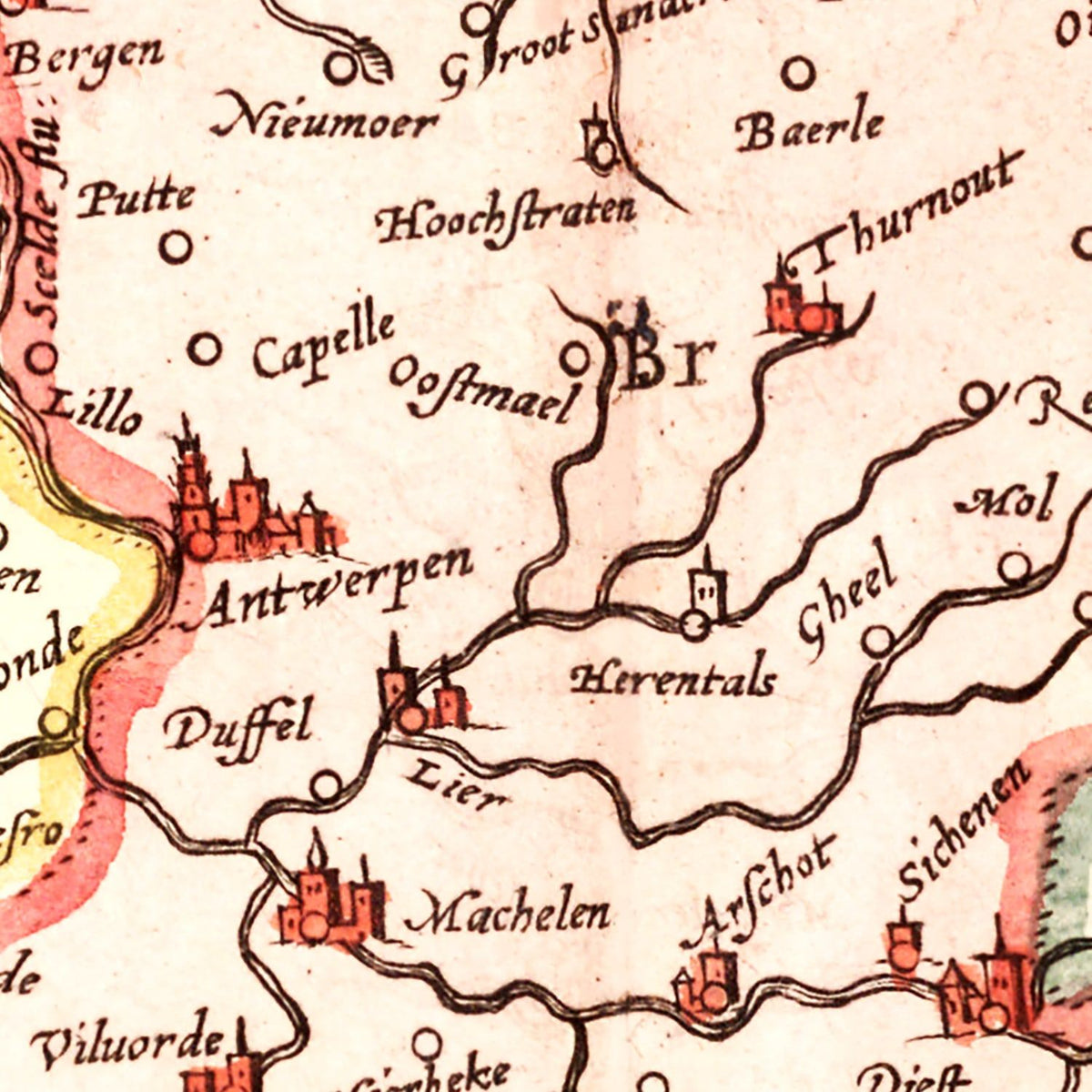 Restored historic details from the 1623 country map of County