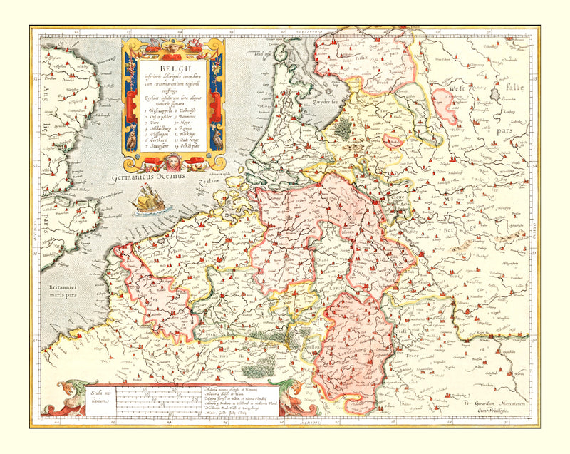 Size comparison using Vintage Map of Belgium 1623