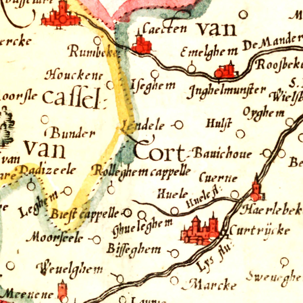 Restored historic details from the 1623 country map of County