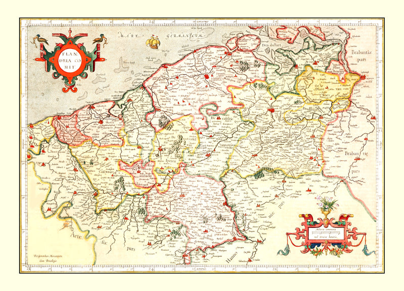 Size comparison using Vintage Map of Flanders 1623