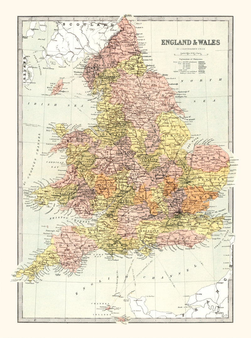 Size comparison using Vintage Map of England & Wales 1871
