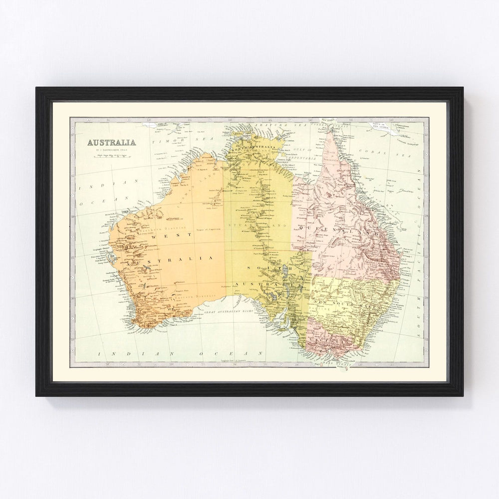 Australia Vintage Map 1871