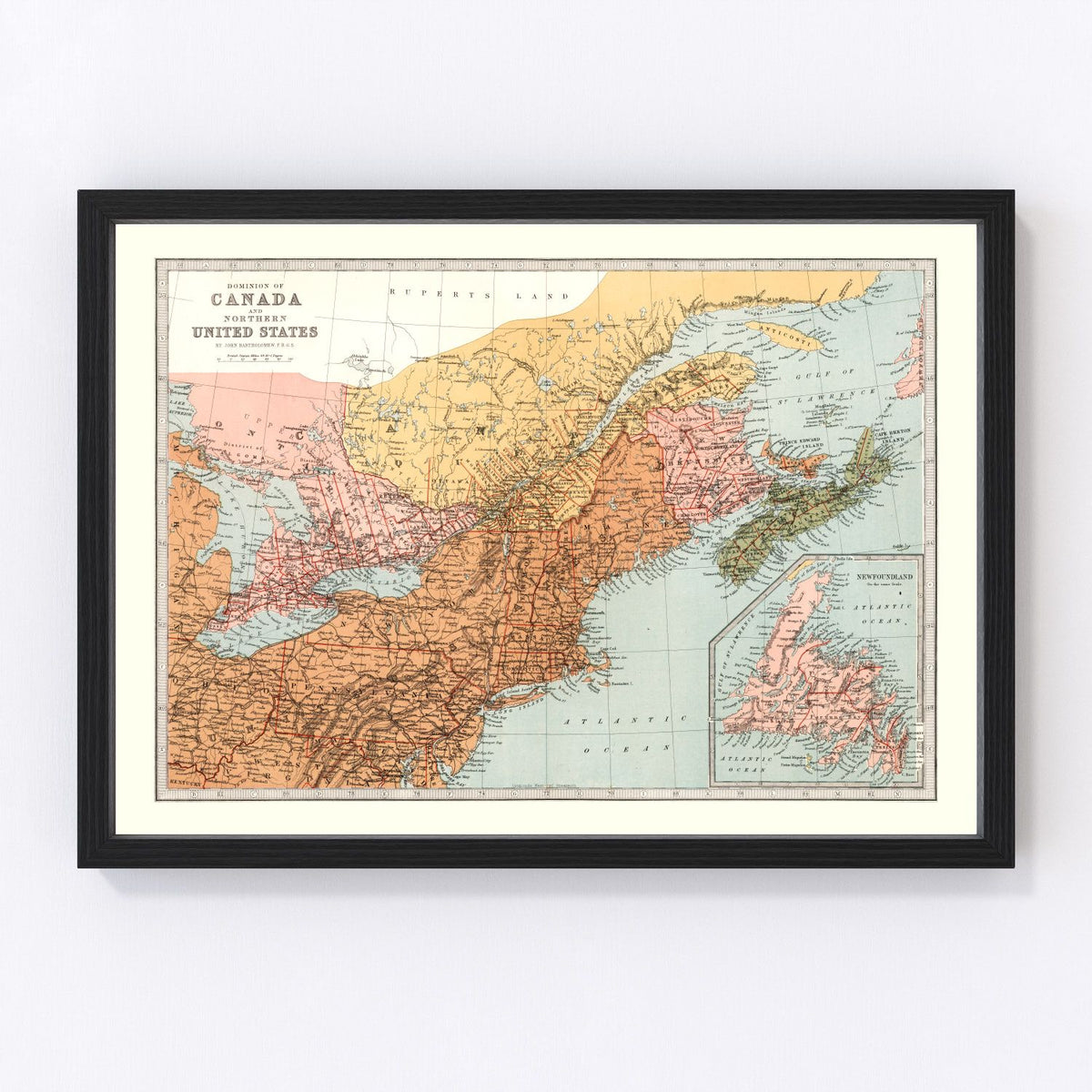 Canada, United States Vintage Map 1871