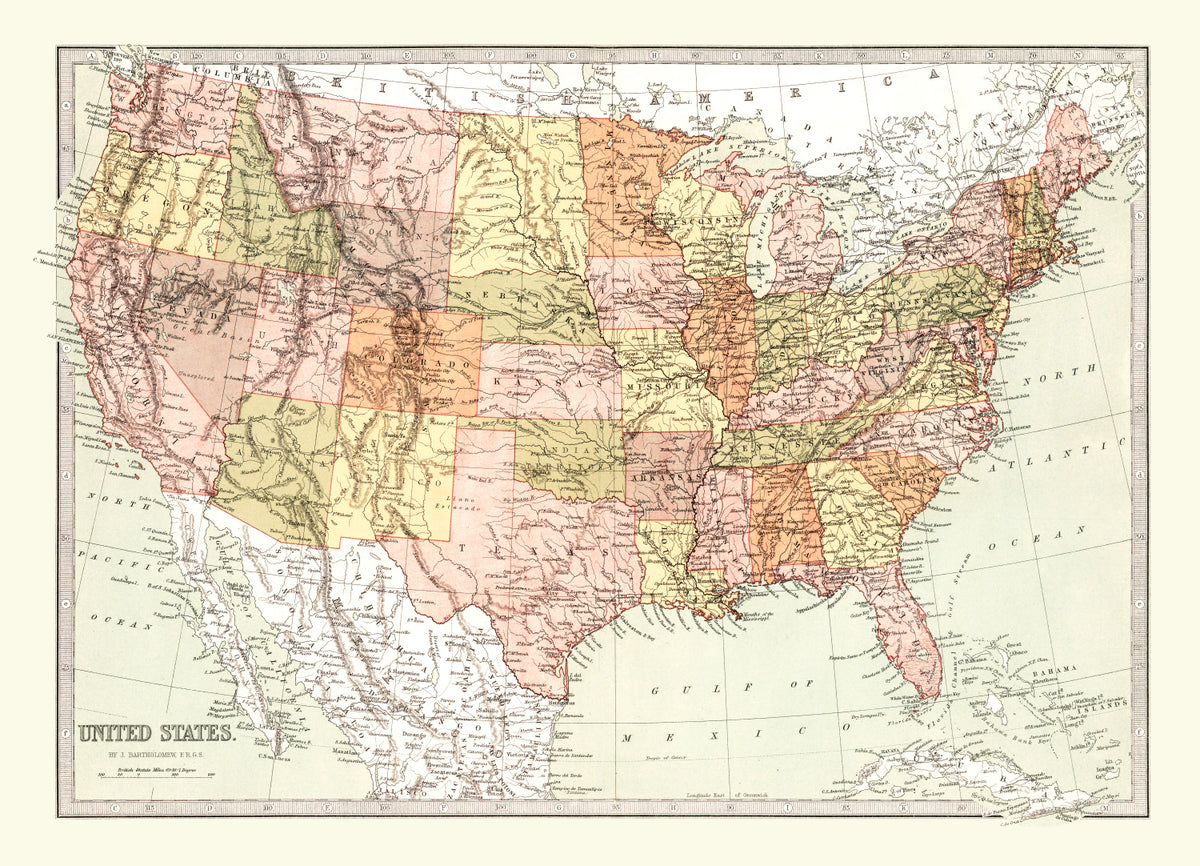 Preview of Vintage Map of United States 1871