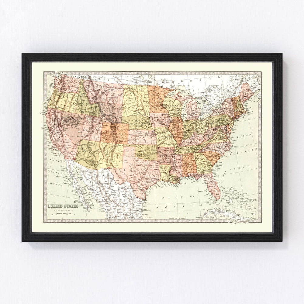 United States Vintage Map 1871