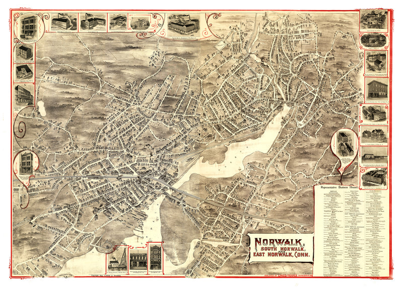 Size comparison using Vintage Map of Norwalk, Connecticut 1899