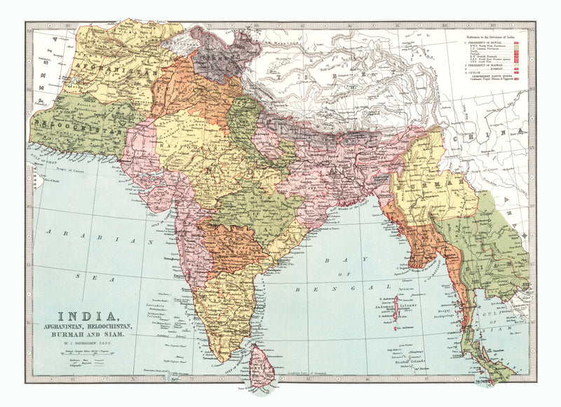 Size comparison using Vintage Map of India 1871