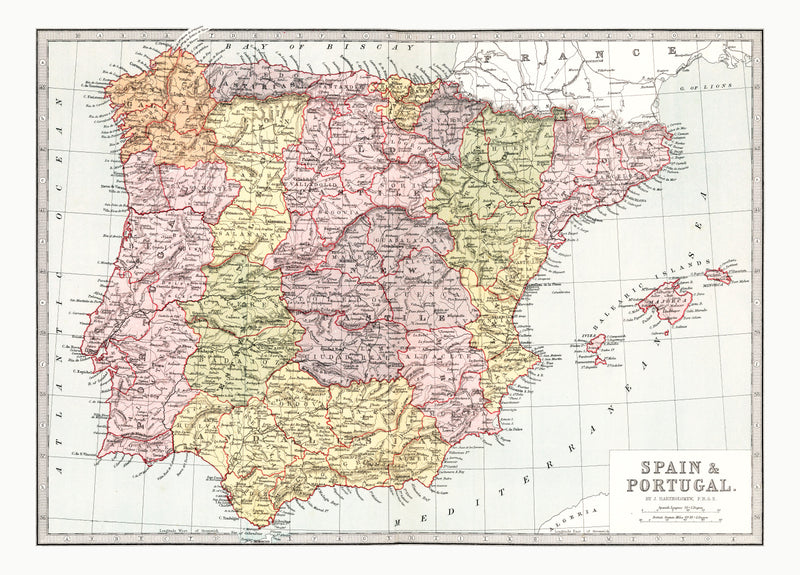 Size comparison using Vintage Map of Spain & Portugal 1871