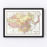 China, Japan Vintage Map 1871