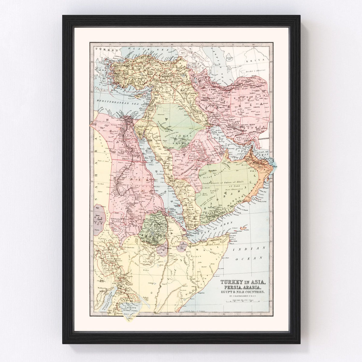 Turkey, Persia, Arabia, Saudi Arabia, Egypt, Iran Vintage Map 1871