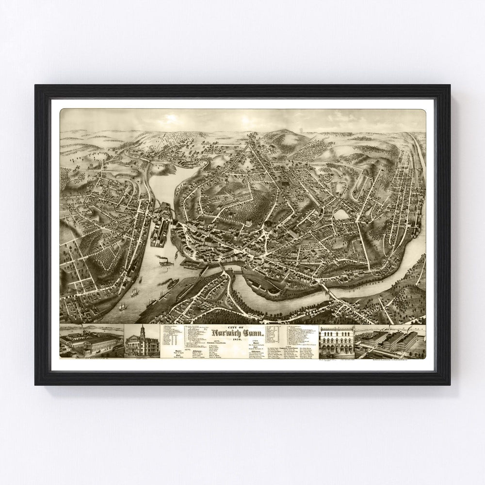 Norwich Vintage Map 1876
