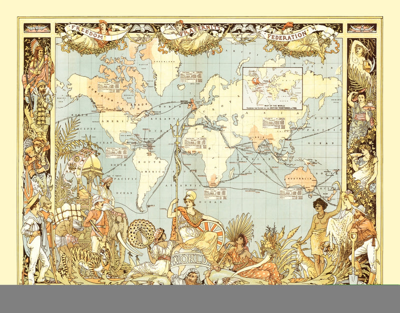 Size comparison using Vintage World Map 1886