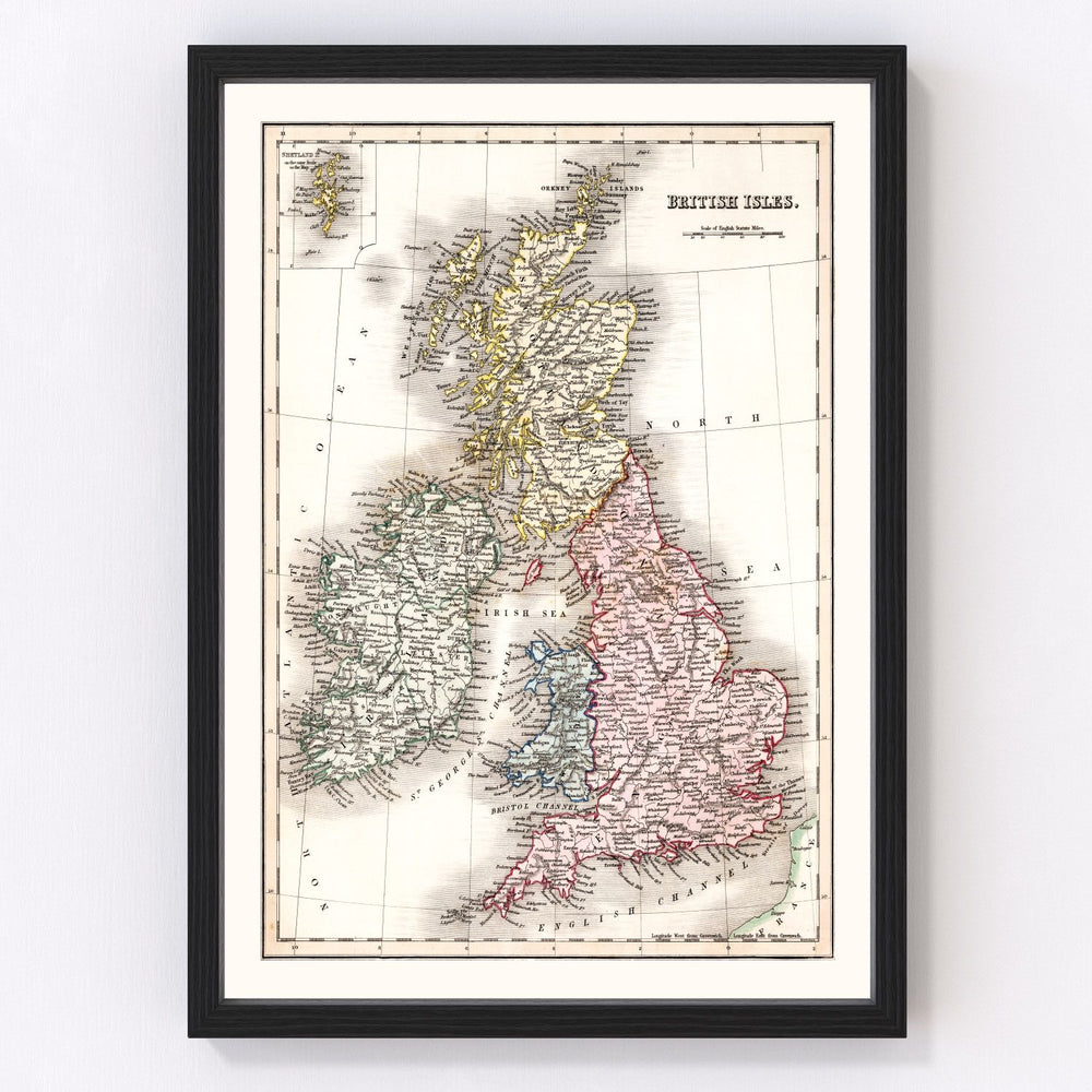England, Ireland, Wales, Great Britain Vintage Map 1832