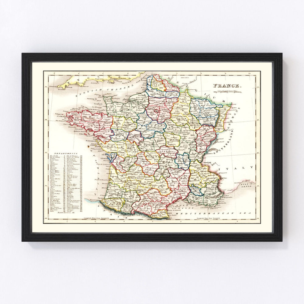 France Vintage Map 1832
