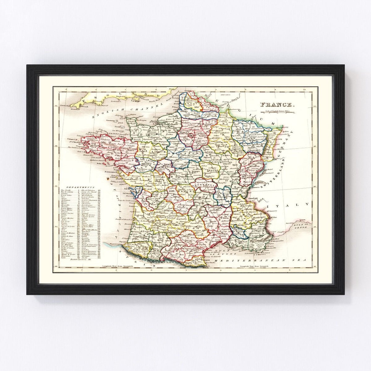 France Vintage Map 1832