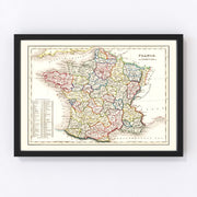 France Vintage Map 1832
