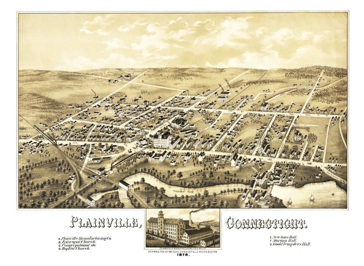 Preview of Vintage Map of Plainville, Connecticut 1878