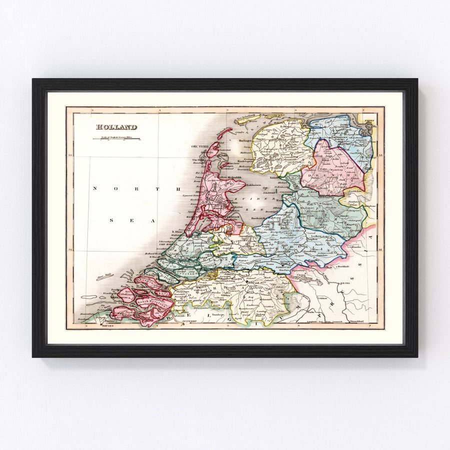 Vintage Map of Holland 1832