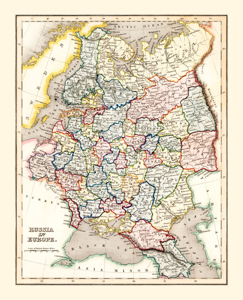 Size comparison using Vintage Map of Russia 1832