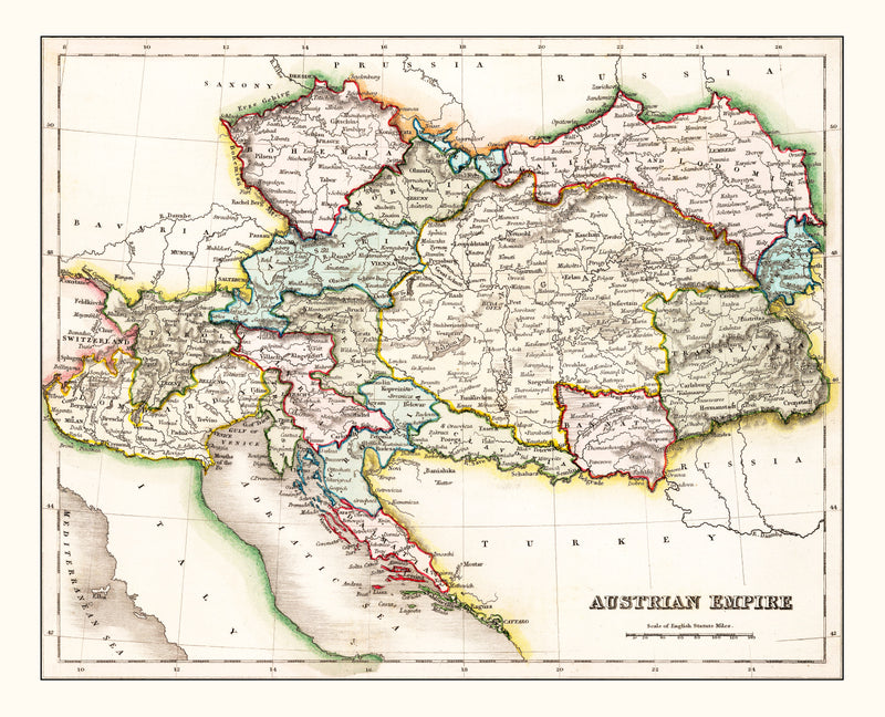 Size comparison using Vintage Map of Austrian Empire 1832