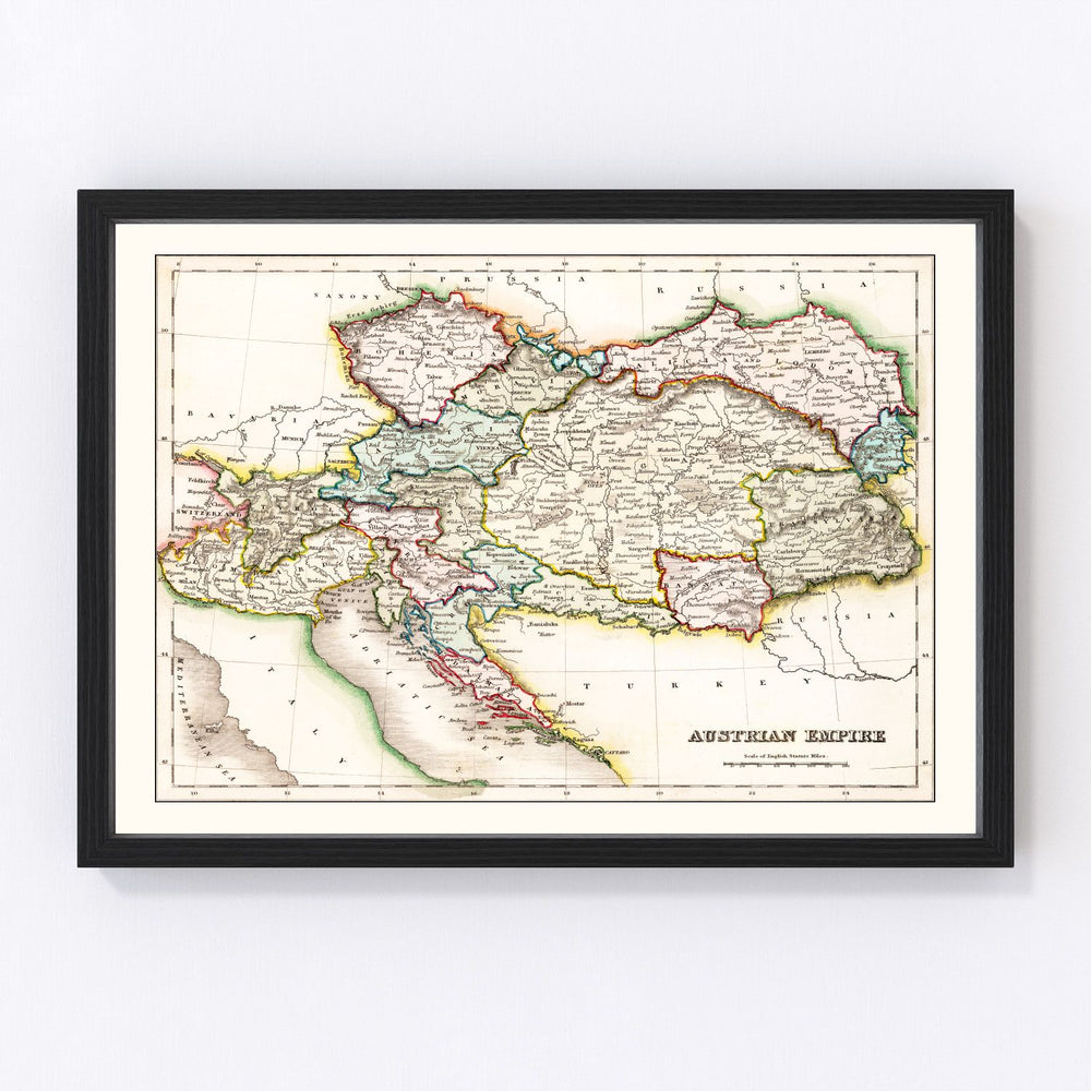 Austria, Hungary, Italy, Slovakia Vintage Map 1832