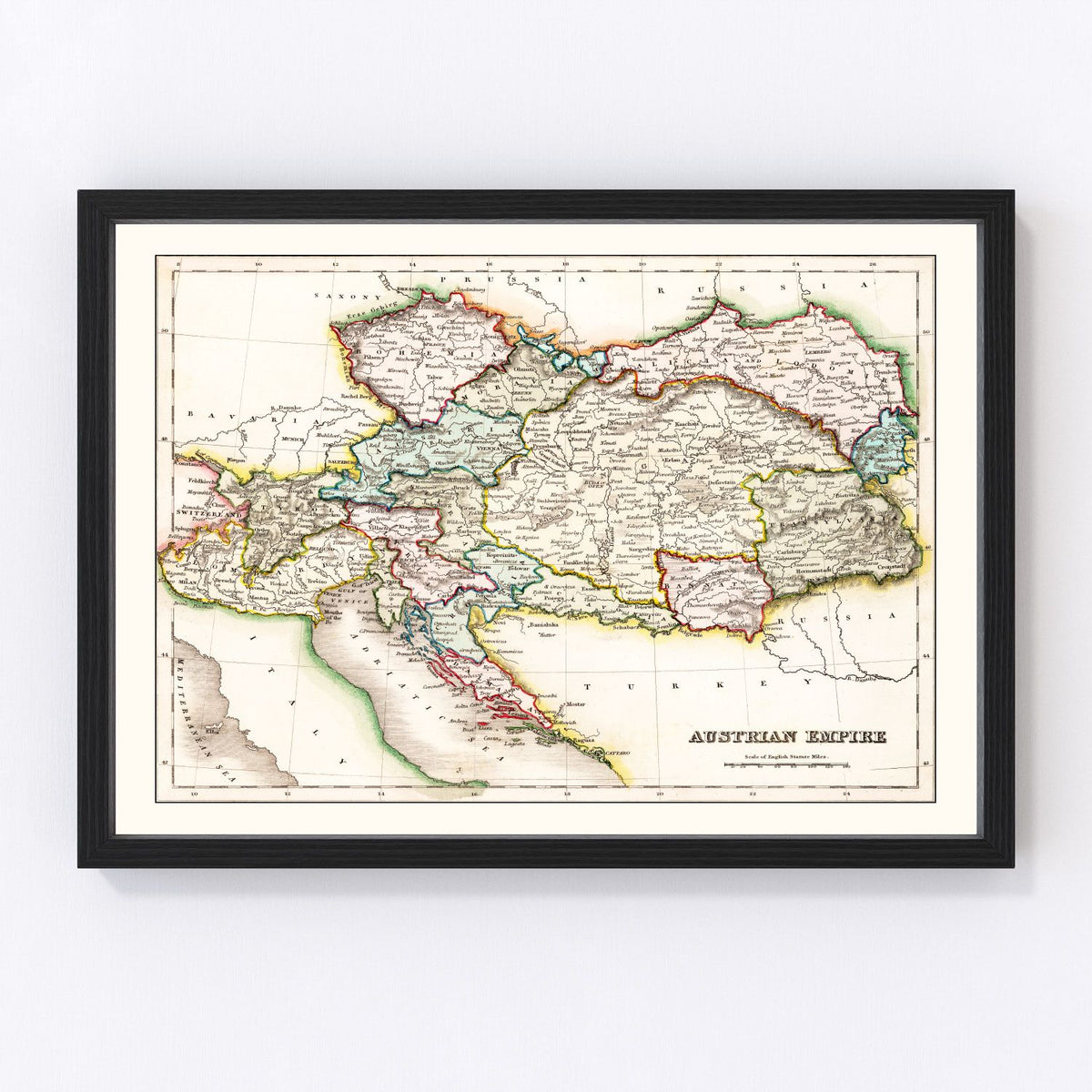 Austria, Hungary, Italy, Slovakia Vintage Map 1832