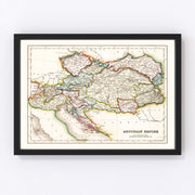 Austria, Hungary, Italy, Slovakia Vintage Map 1832