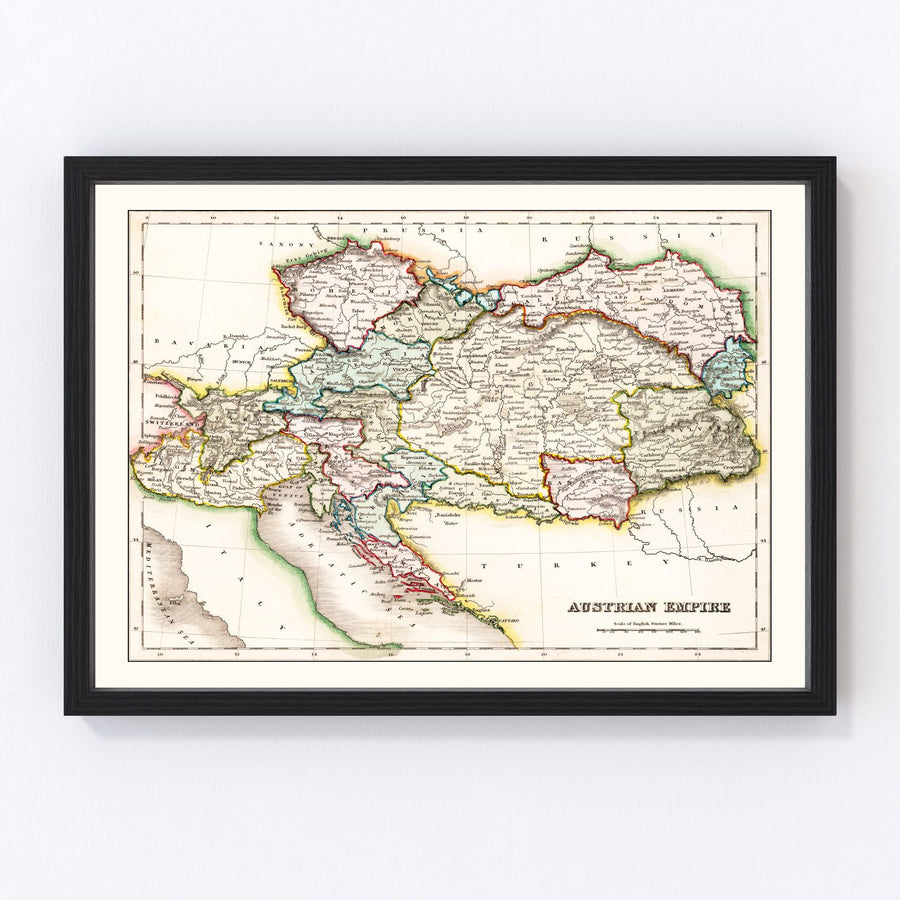 Austria, Hungary, Italy, Slovakia Vintage Map 1832