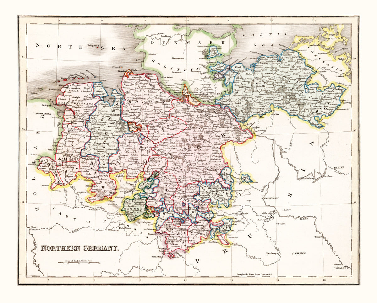 Preview of Vintage Map of Northern Germany 1832
