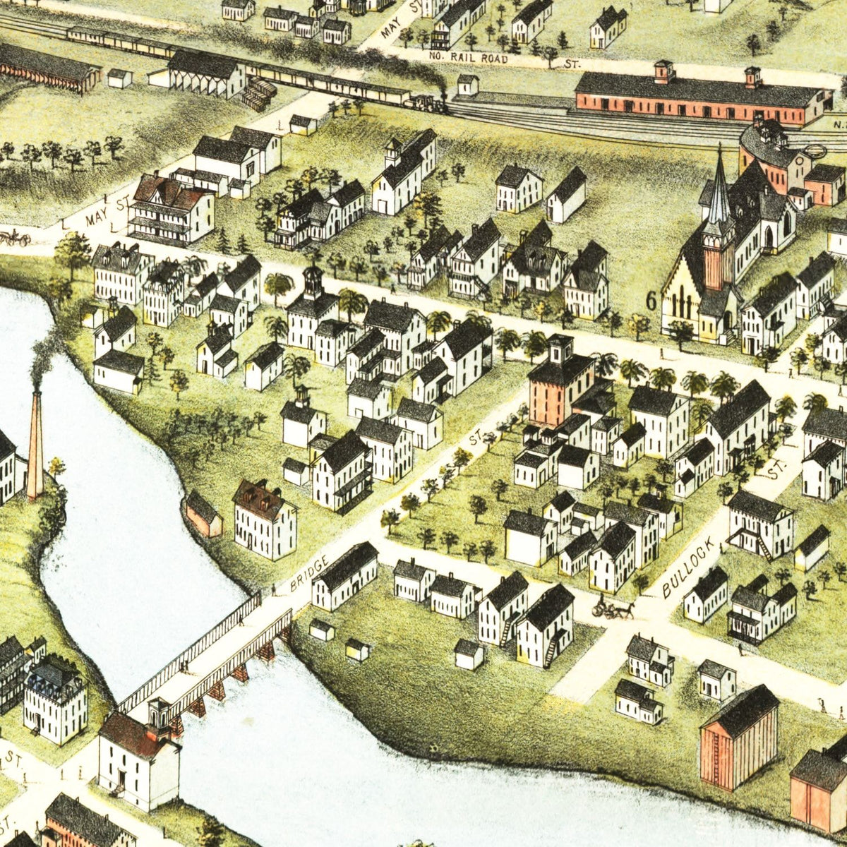 Restored historic details from the 1877 city map of Putnam, Connecticut