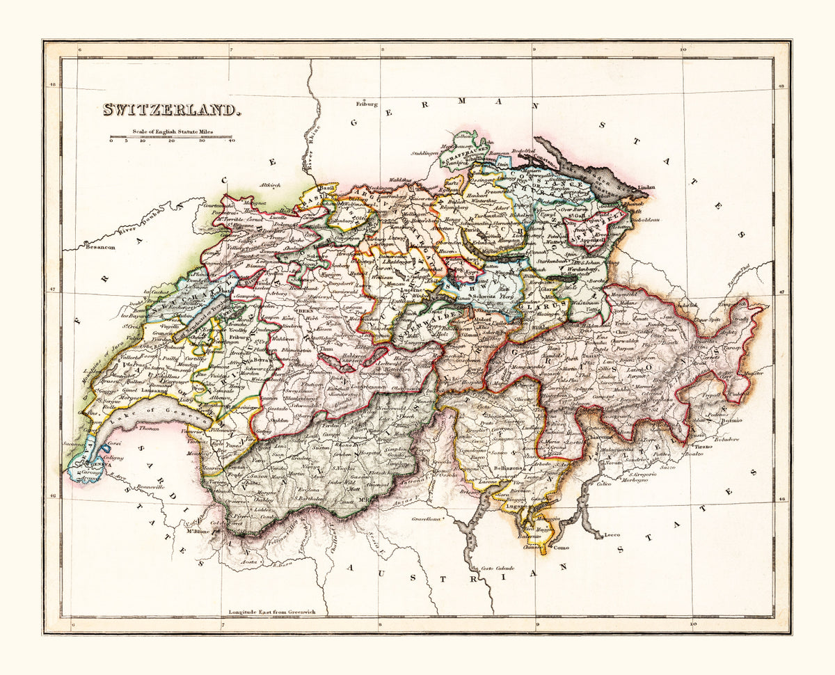 Preview of Vintage Map of Switzerland 1832