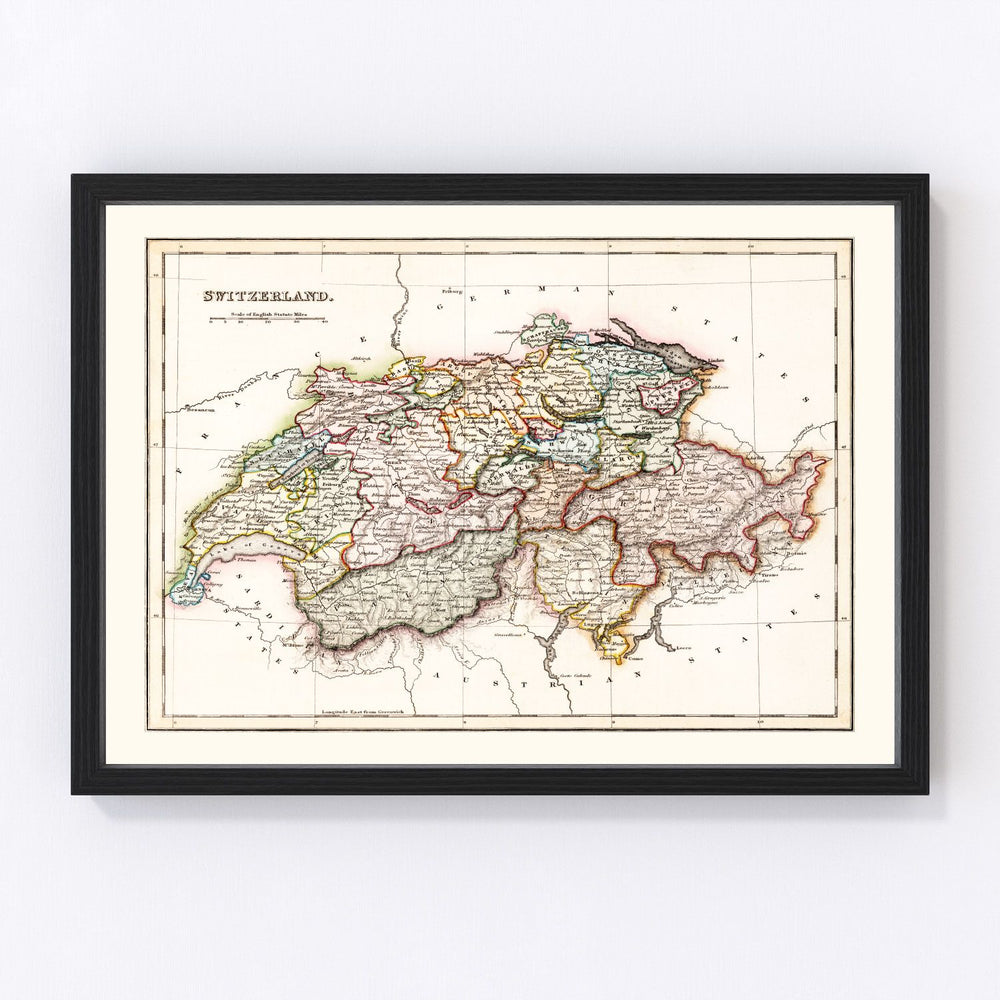 Switzerland Vintage Map 1832