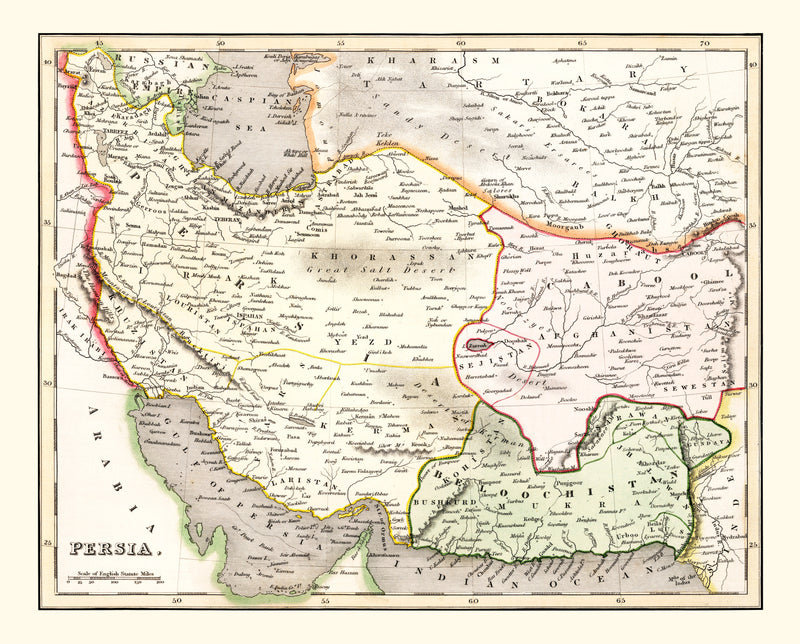 Size comparison using Vintage Map of Persia 1832