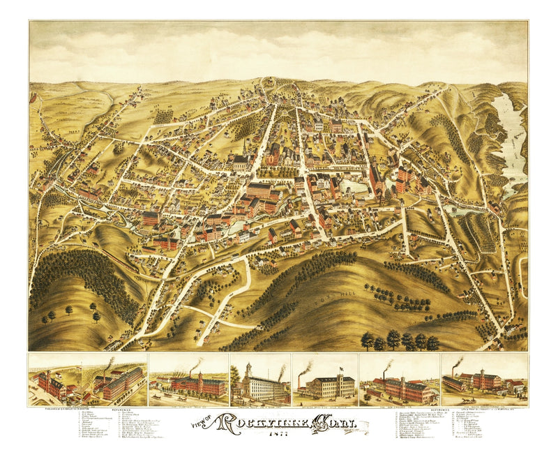 Size comparison using Vintage Map of Rockville, Connecticut 1877