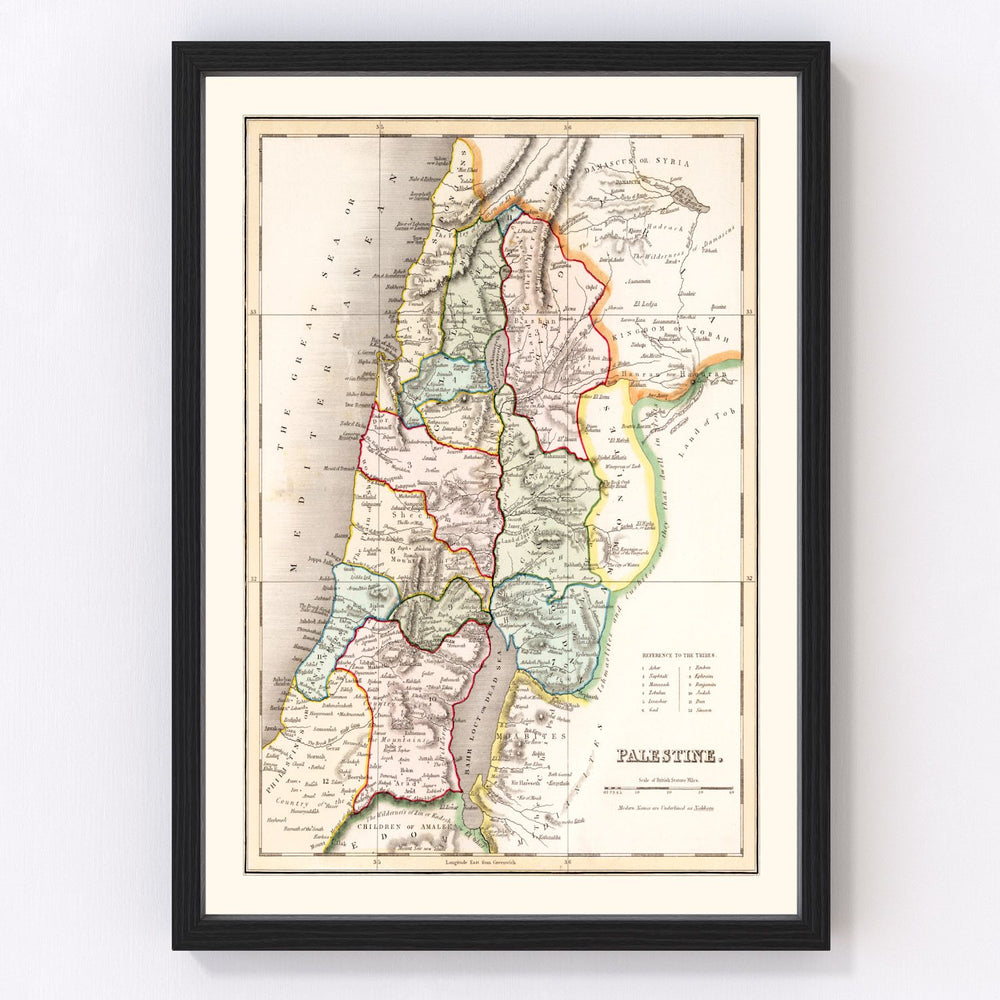 Palestine, Israel, Jordan, Syria Vintage Map 1832