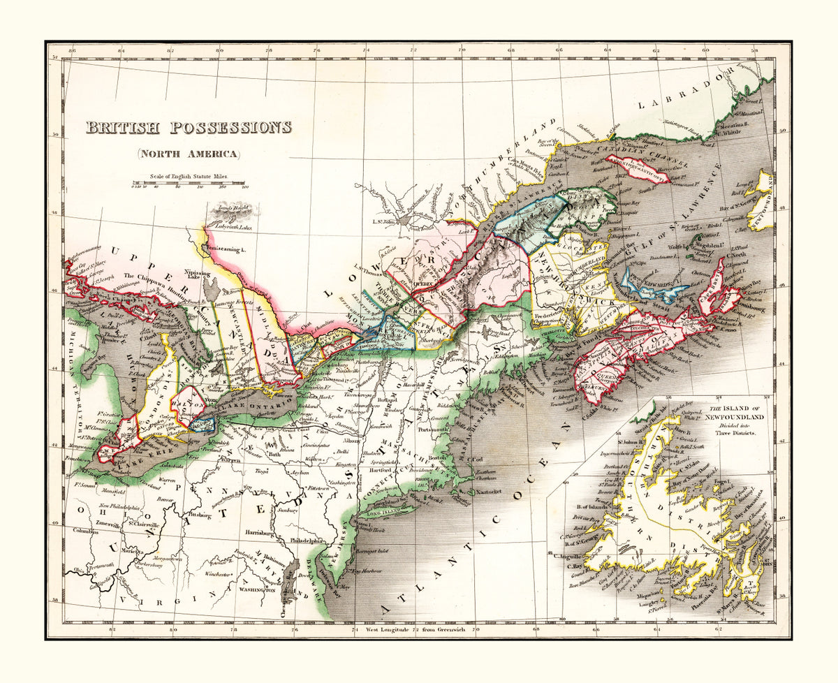 Preview of Vintage Map of British Possessions in North America 1832