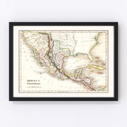 Guatemala, Mexico Vintage Map 1832