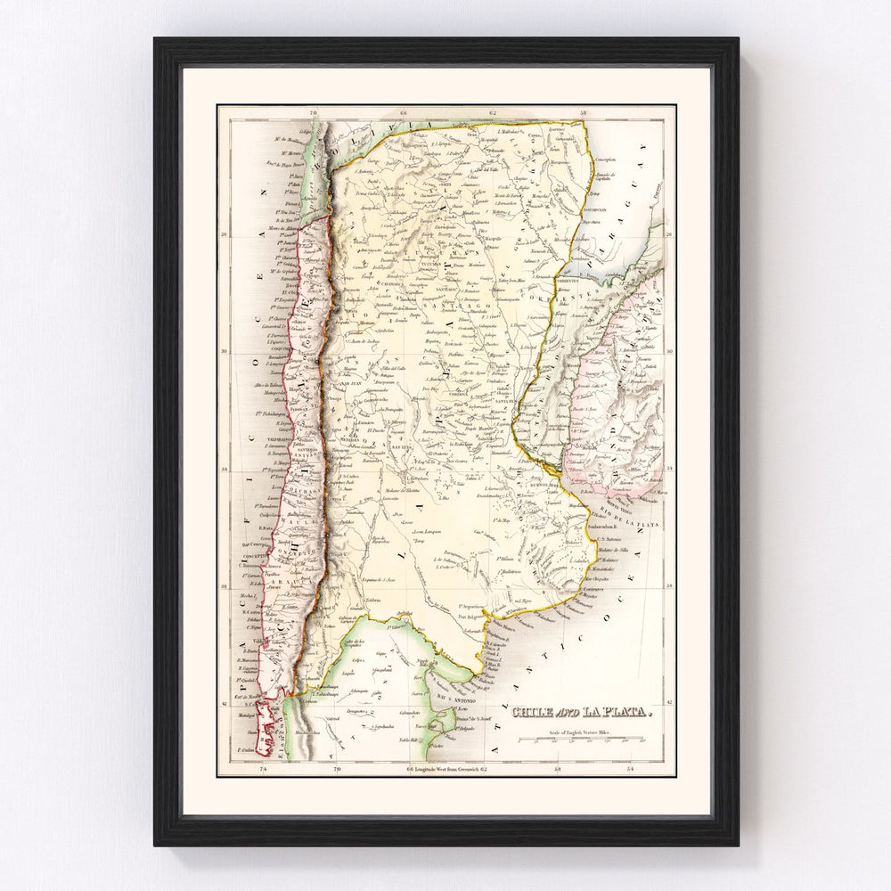 Argentina, Chile, La Plata Vintage Map 1832