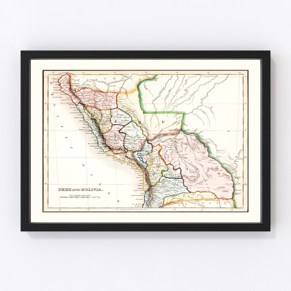 Bolivia, Peru Vintage Map 1832