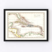 West Indies Vintage Map 1832