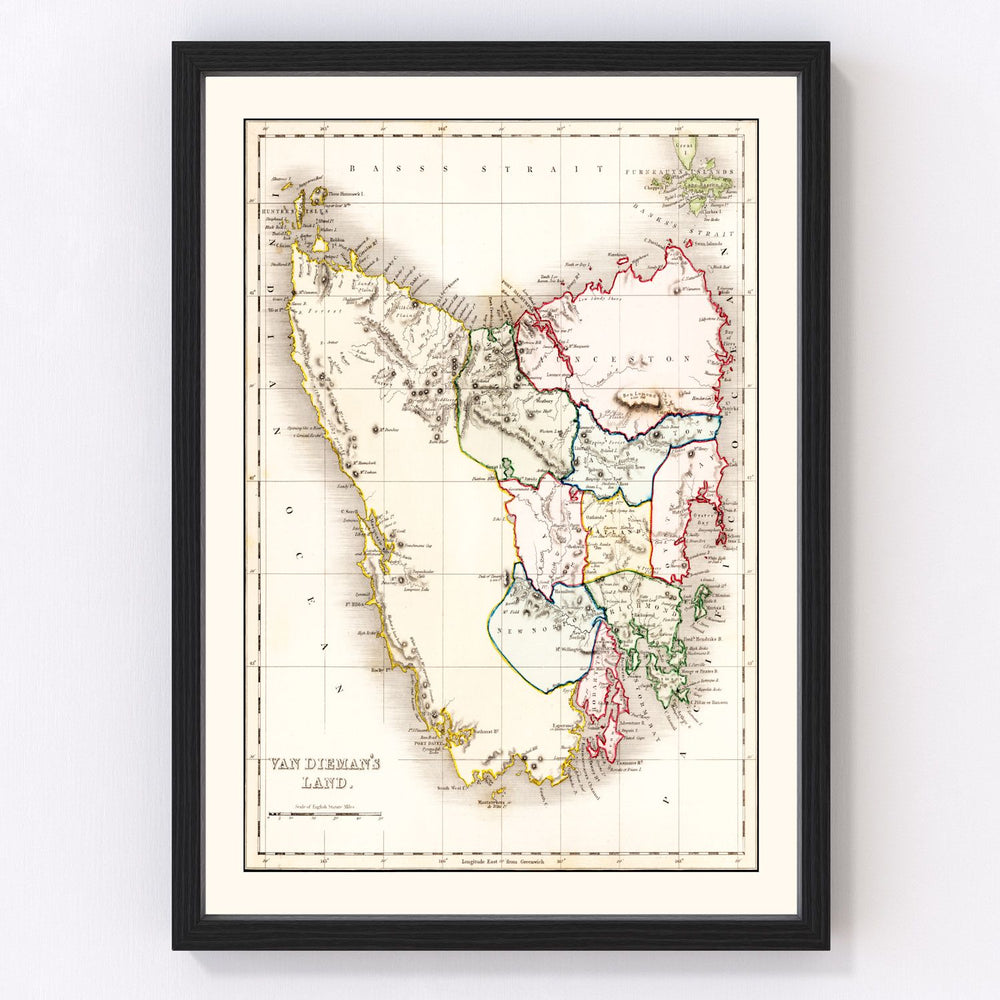 Tasmania Vintage Map 1832