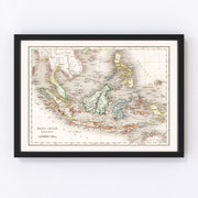 Indonesia, Malaysia, Philippines Vintage Map 1832