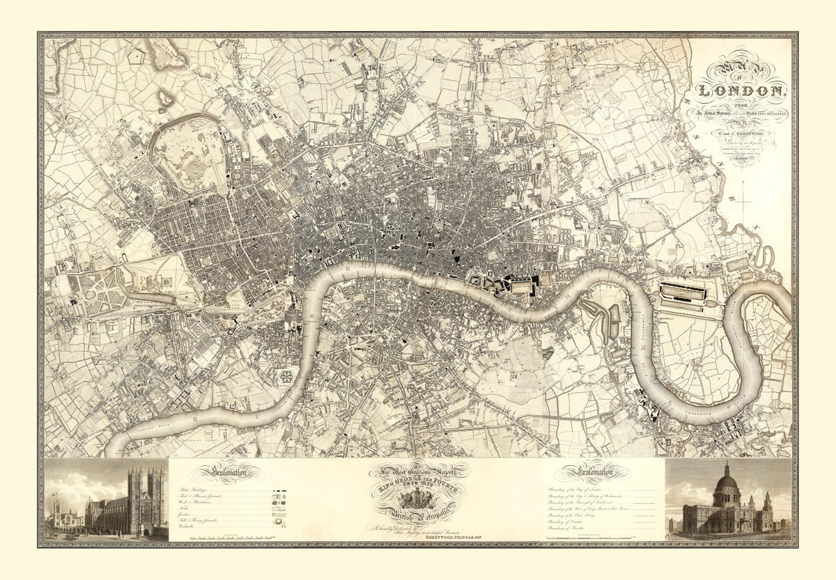 Preview of Vintage Map of London, England 1827
