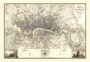 Vintage Map of London, England 1827