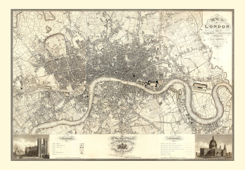 Size comparison using Vintage Map of London, England 1827