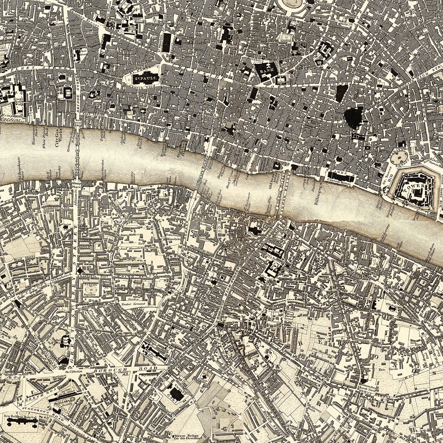 Restored historic details from the 1827 city map of London