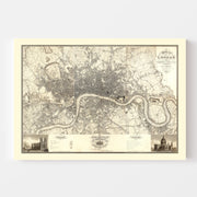 Vintage Map of London, England 1827
